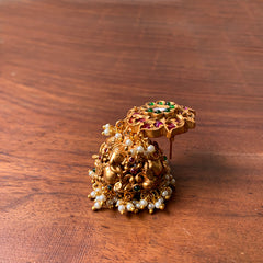 Ganesha Matte Flower Jhumkas