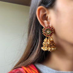 Ganesha Matte Flower Jhumkas
