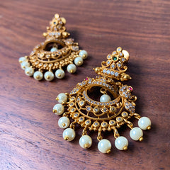 AD Matte Half Jhumka Chaand Earrings