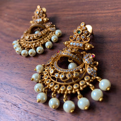 AD Matte Half Jhumka Chaand Earrings