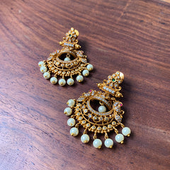 AD Matte Half Jhumka Chaand Earrings