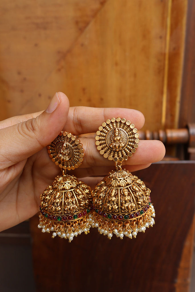 Traditional Inspired Lakshmi Design Jhumka - Miyas Jewels