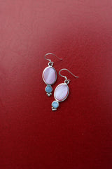 92.5 Silver Pink Oval Drops