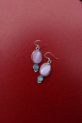 92.5 Silver Pink Oval Drops