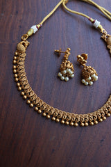 Delicate Matte Peacock Choker with Jhumkas