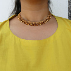 Delicate Matte Peacock Choker with Jhumkas