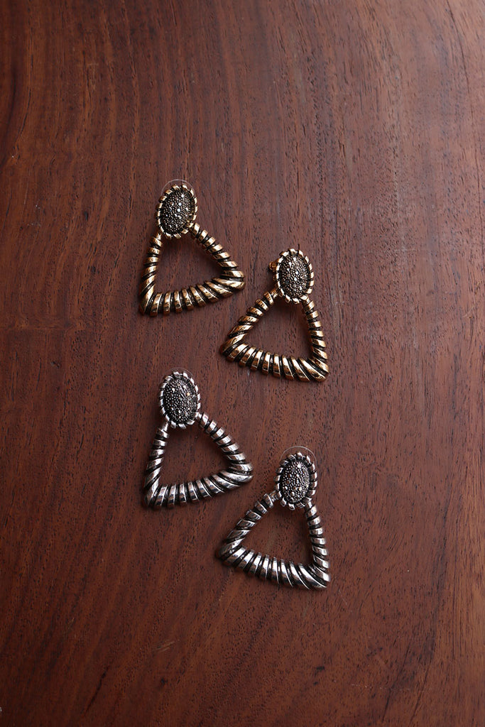 Rustic Triangle Line Earrings