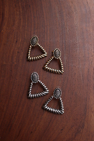 Rustic Triangle Line Earrings