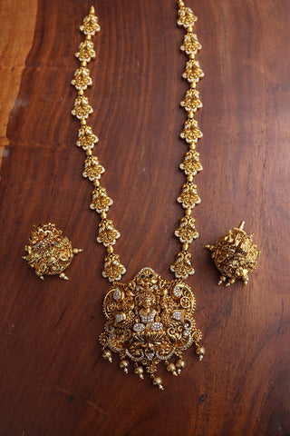 Intricate Lakshmi Peacock Pendant set
