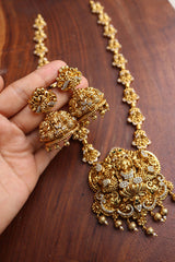 Intricate Lakshmi Peacock Pendant set