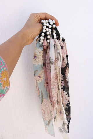 Pearl Floral Scrunchies