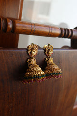 Lakshmi Peacock Beaded Jhumkas