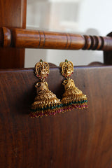 Lakshmi Peacock Beaded Jhumkas