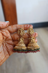 Lakshmi Peacock Beaded Jhumkas