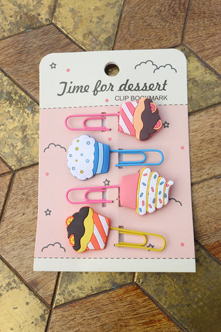 Pink Cupcake set of 4 Bookmarks/ Paperclips