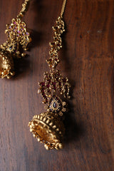 Peacock Intricate Jhumkas with Ear Chain