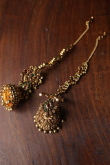 Peacock Intricate Jhumkas with Ear Chain