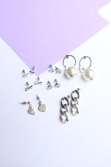 Set of 7 Link Earrings silver