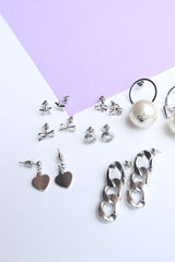 Set of 7 Link Earrings silver