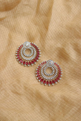 AD Ruby White Circle Dangler Earrings