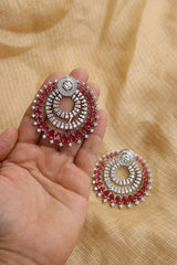 AD Ruby White Circle Dangler Earrings