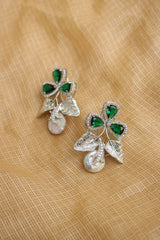 AD Baroque Green Leaf Earrings
