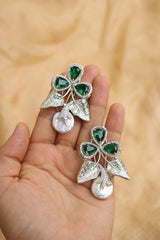 AD Baroque Green Leaf Earrings