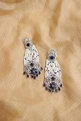 AD Navy Blue Pearl Chandelier Earrings