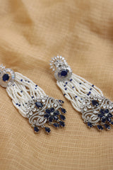 AD Navy Blue Pearl Chandelier Earrings