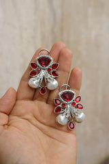 Red Baroque Tear Drop Earrings