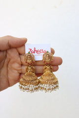 Lakshmi Peacock Beaded Jhumkas