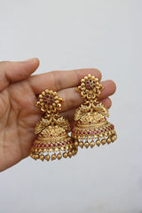Matte Peacock Wide Jhumkas