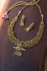 Dull Gold matte Lakshmi Cluster Necklace