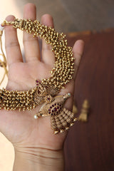 Dull Gold matte Lakshmi Cluster Necklace