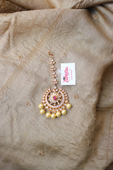 Hint of Rose gold Ruby Kundan Teeka