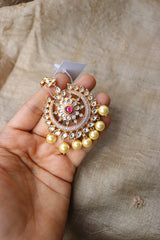 Hint of Rose gold Ruby Kundan Teeka