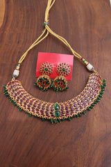 Ruby Green Oval Choker Set