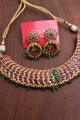 Ruby Green Oval Choker Set