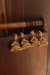 Paisley Peacock Matte Finish Jhumkas