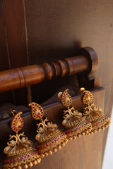 Paisley Peacock Matte Finish Jhumkas