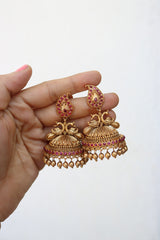 Paisley Peacock Matte Finish Jhumkas