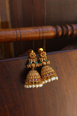 Matte Peacock Spiral Jhumkas