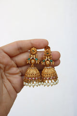 Matte Peacock Spiral Jhumkas