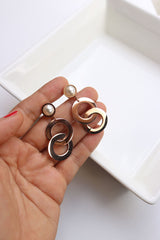 Rosegold Double circle Danglers