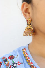 Paisley Peacock Matte Finish Jhumkas