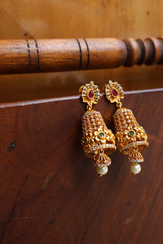 AD Sleek Flower Jhumkas