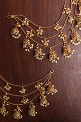 Three Layer Small Jhumkas Ear Chain