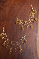 Gold 3 Layered Small Jhumkas Ear Chain