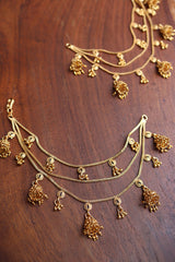 Gold 3 Layered Small Jhumkas Ear Chain