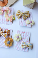 Bow and Flora Alligator Clips (Yellow Mustard)